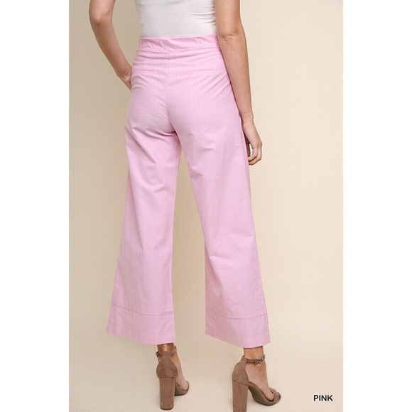 Pink High Waist Wide Leg Trouser Pants - Picture 4 of 16